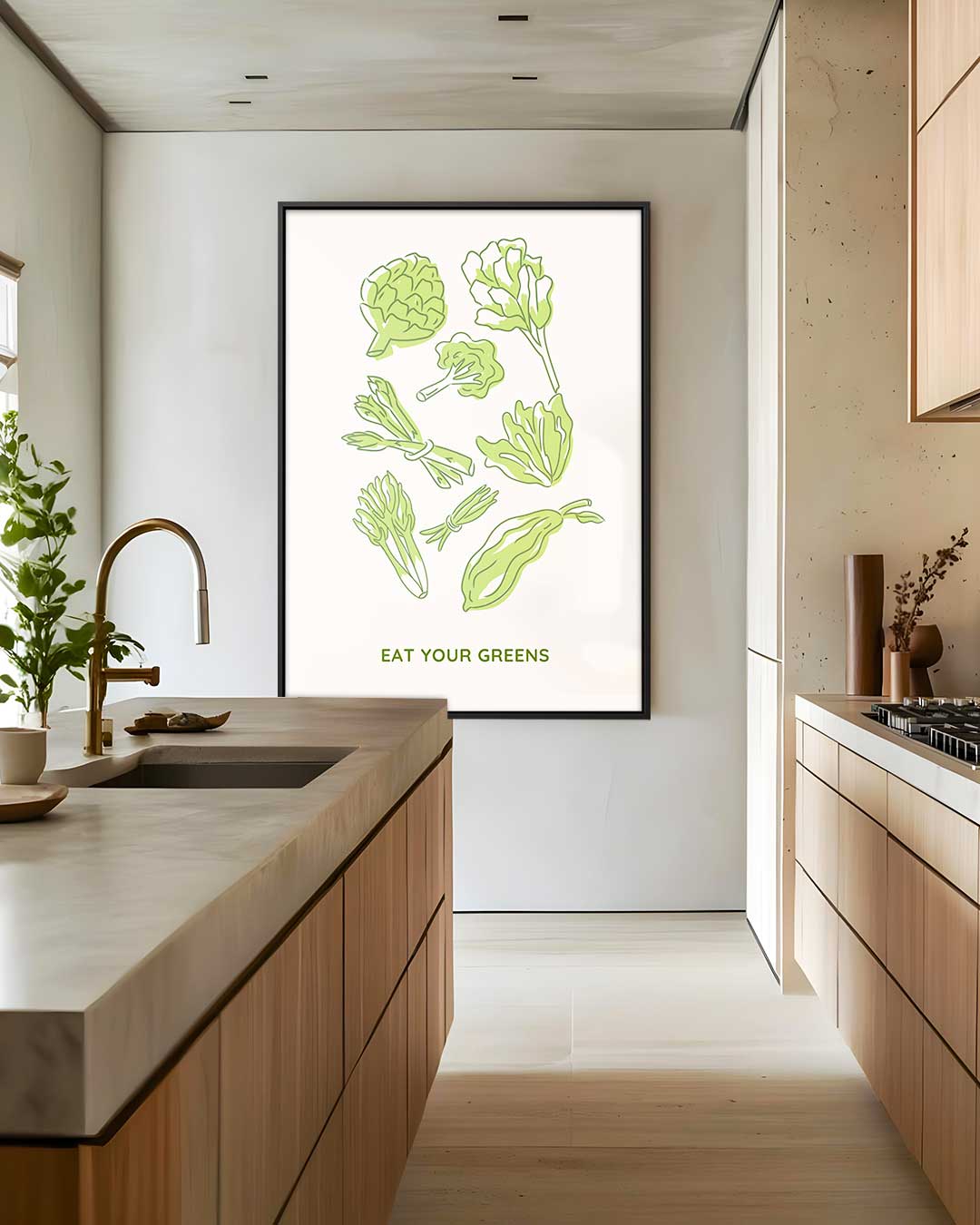 Groene Groente Illustratie – staand kunstwerk voor modern interieur