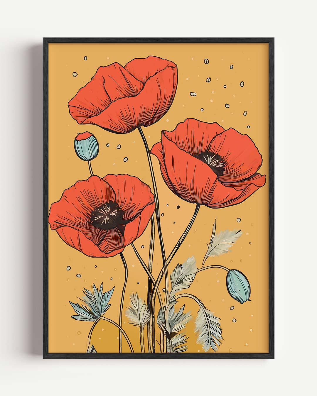Bloeiende Klaproos – bloemen portret poster als wanddecoratie