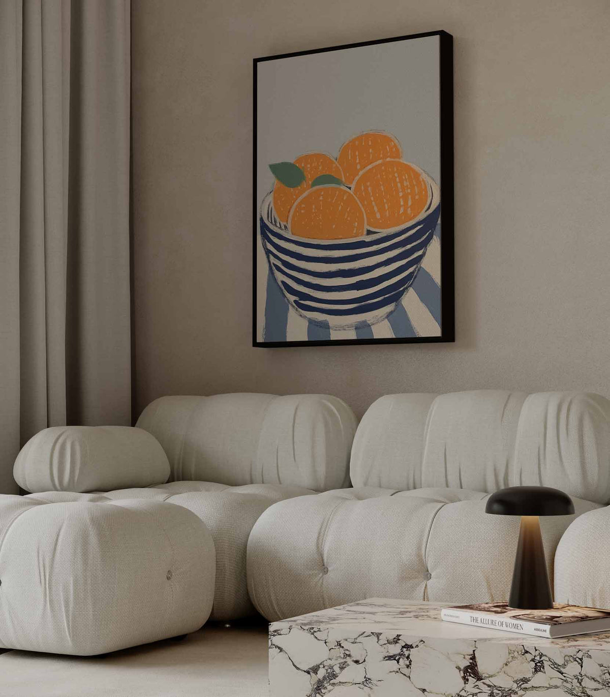 Zomerse Citrus in Streepjeskom – dibond wanddecoratie in staand formaat
