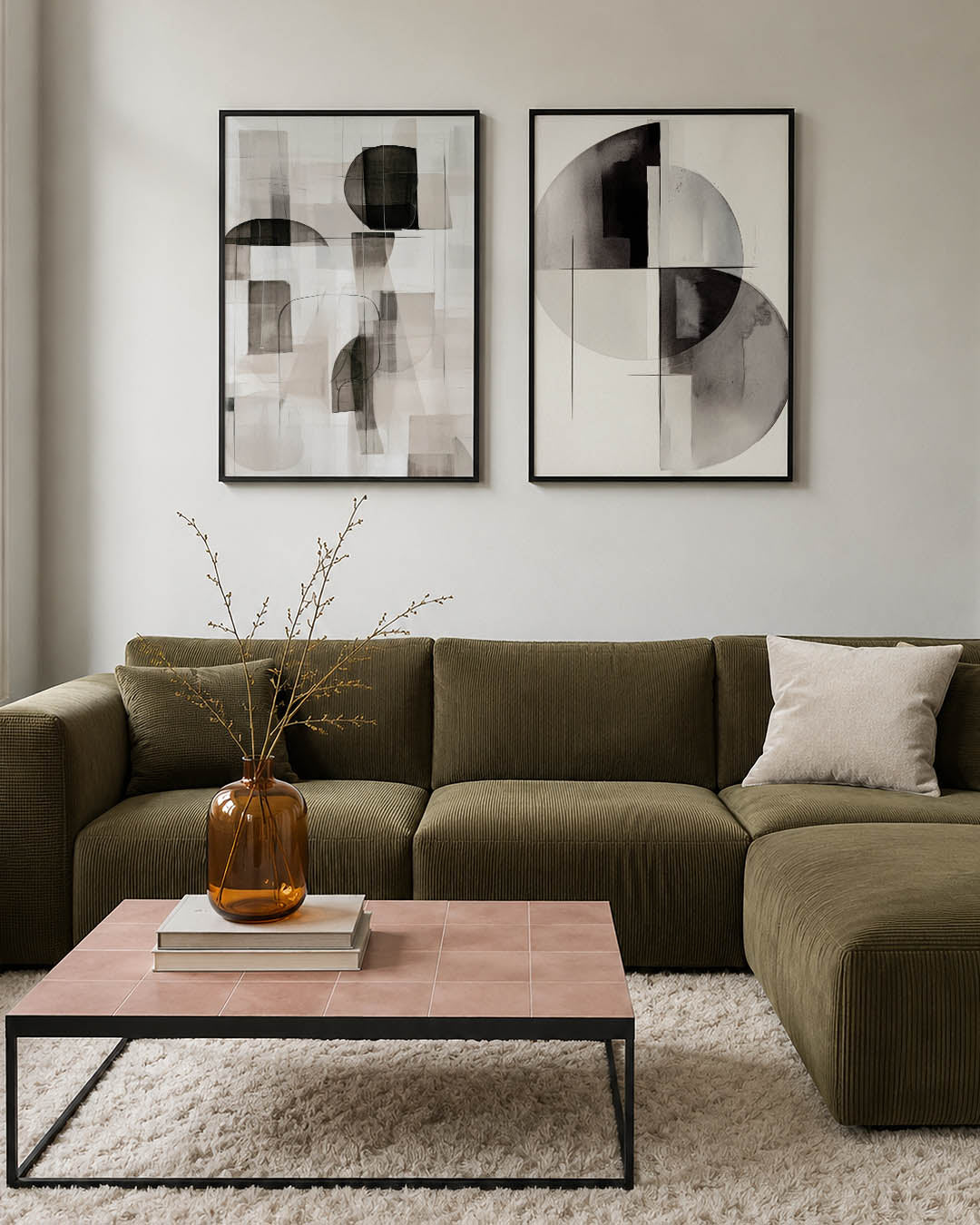 Vorm en balans Posterset-Bauhaus-geïnspireerde geometrische posters in een modern interieur