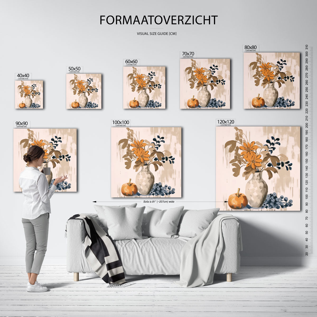 Bloemen en fruit – vierkante muurposter met bloemen