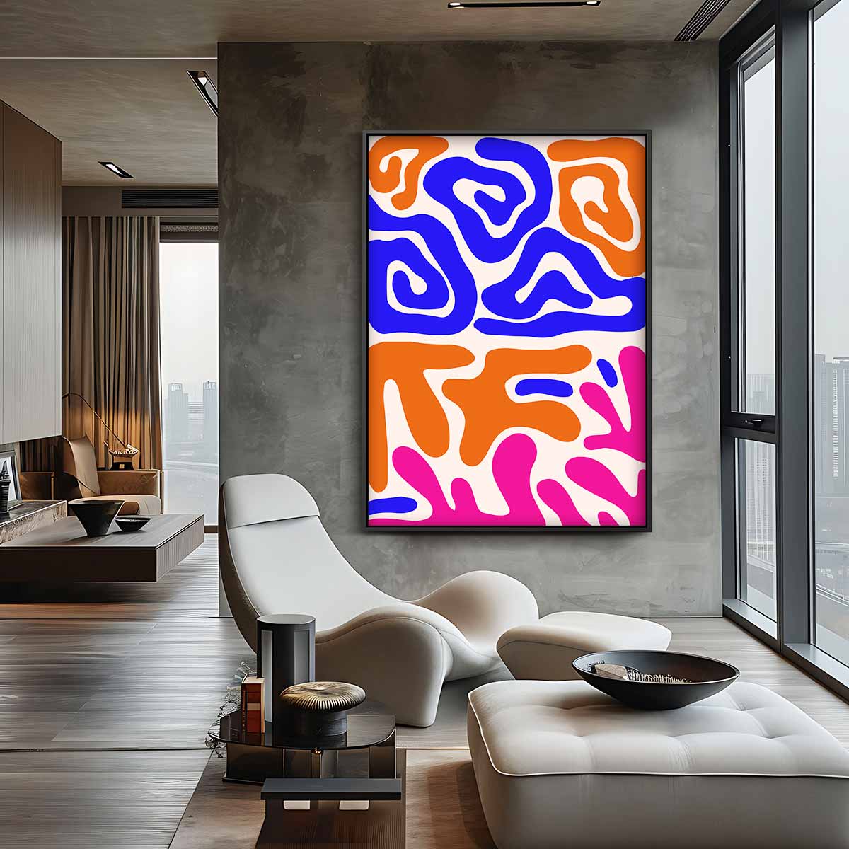 Kleurrijke Vormenexplosie – canvas kunstwerk als wanddecoratie