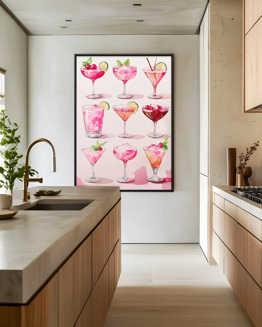 Verfrissende Cocktail Illustraties – staand kunstwerk voor modern interieur