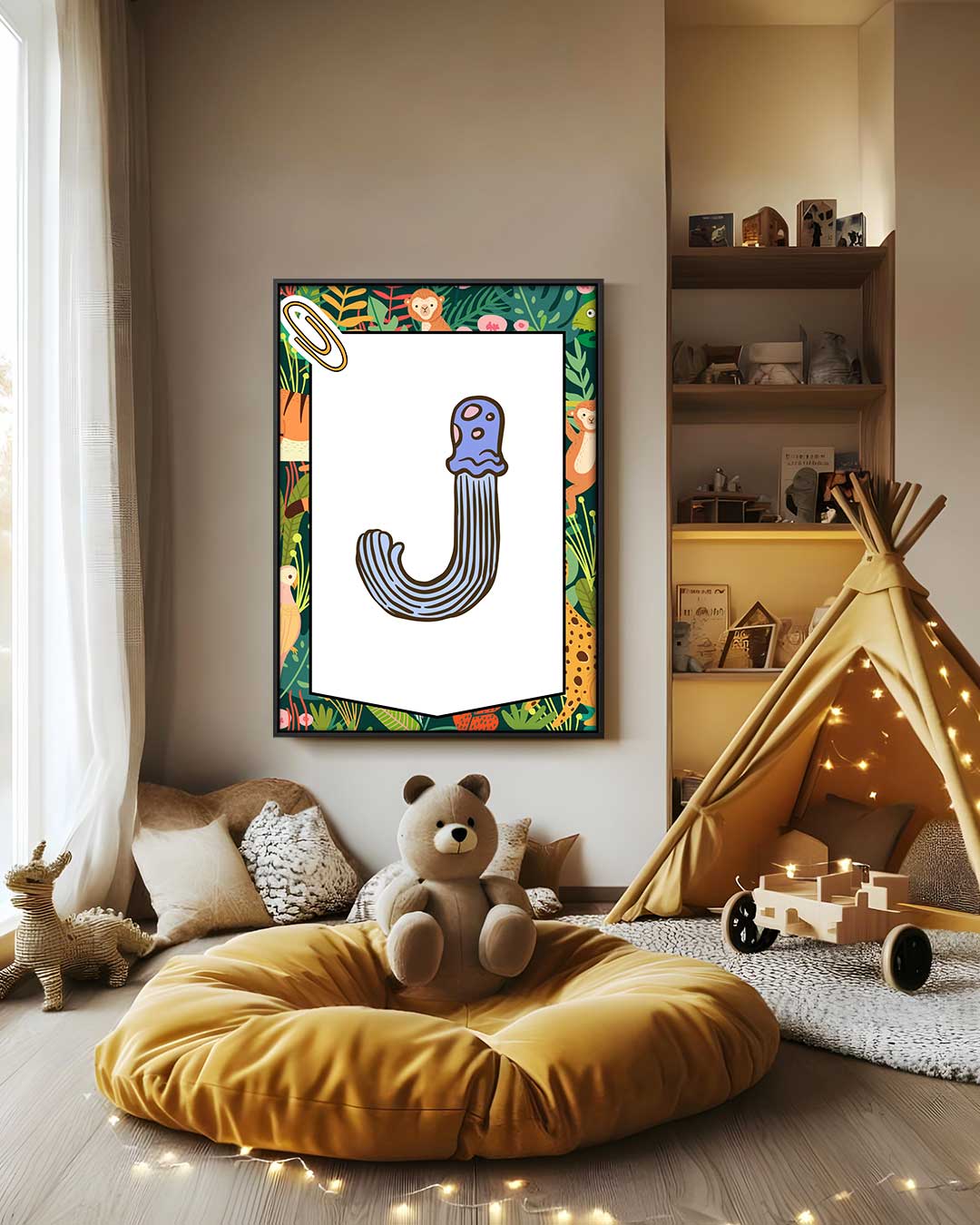 Letter J jungle – staand kunstwerk voor modern interieur