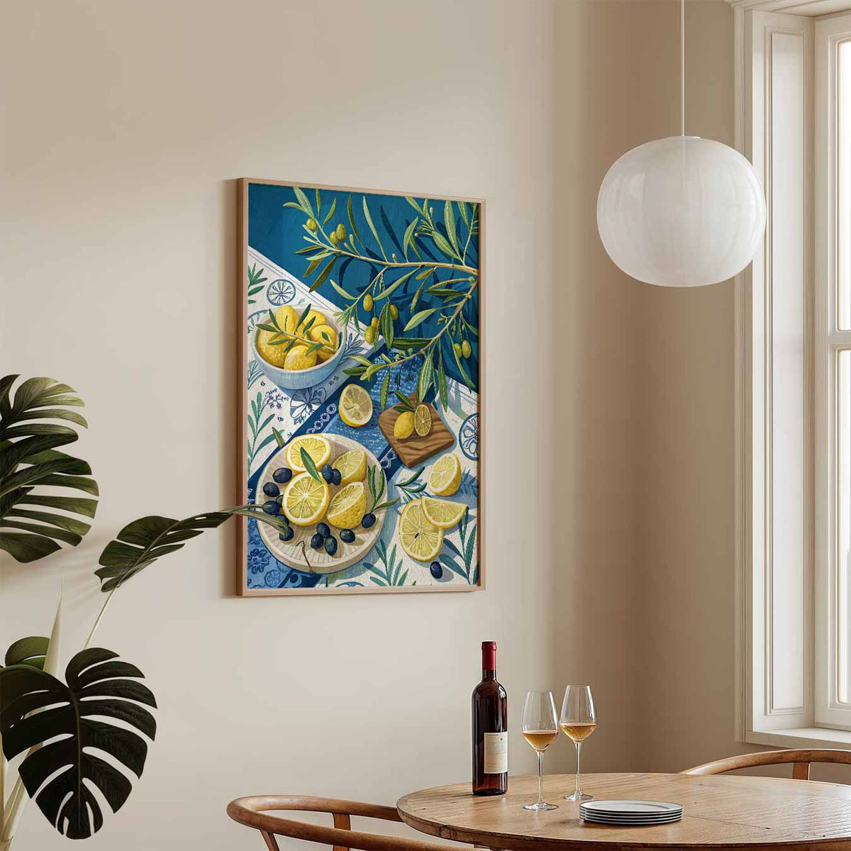 Mediterraans Tafereel Wanddecoratie – keukenposter in staand formaat
