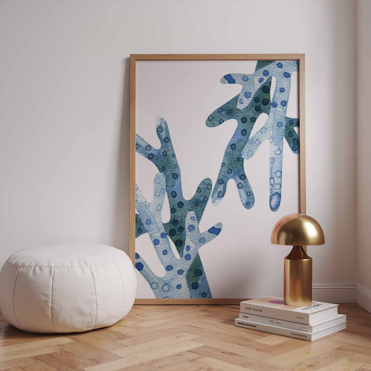 Blauwe Koraal – dierenillustratie als portret poster