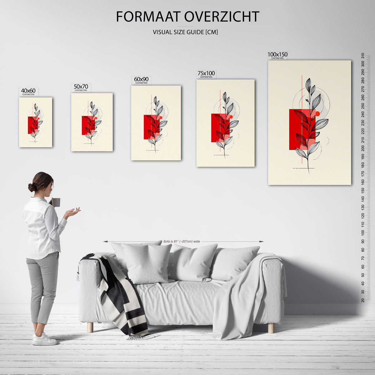 Geometrische plant – staande wanddecoratie van WallArtistic