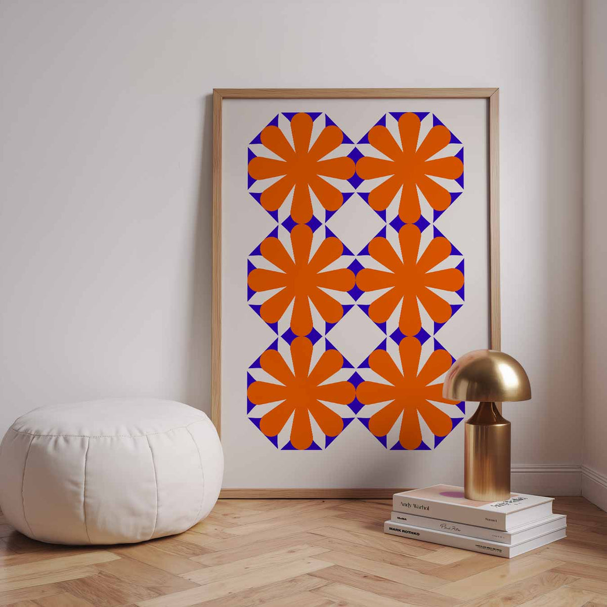 Retro Bloemenpatroon – staande kleurrijke abstracte wanddecoratie van WallArtistic