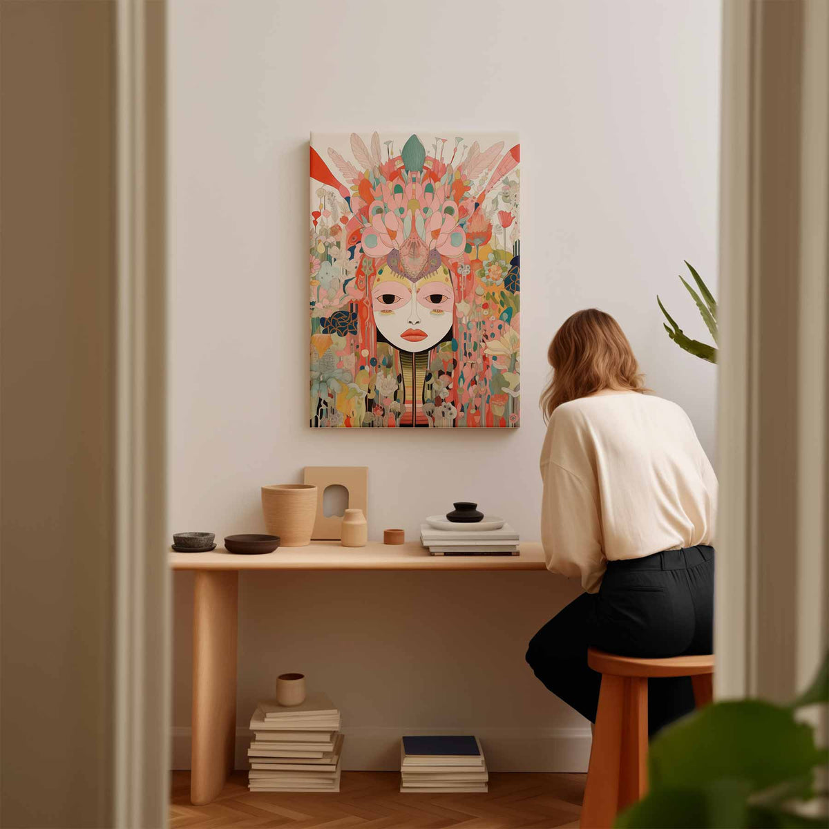 Vrolijke Fantasiegezichten – plexiglas wanddecoratie in portret formaat