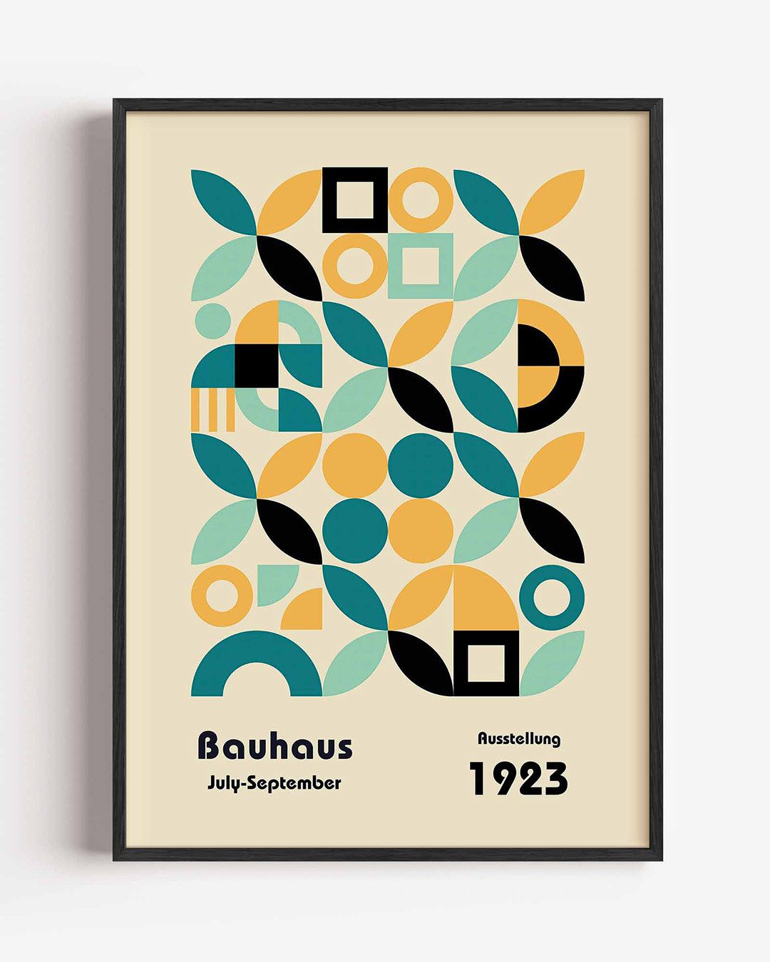 Vormritme en kleur – staande Bauhaus poster als wanddecoratie