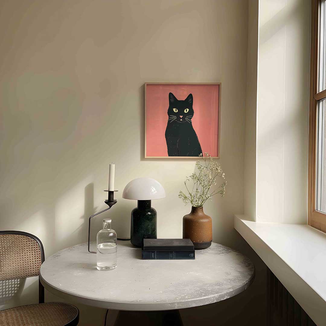 Zwarte kat – dieren poster in vierkant formaat