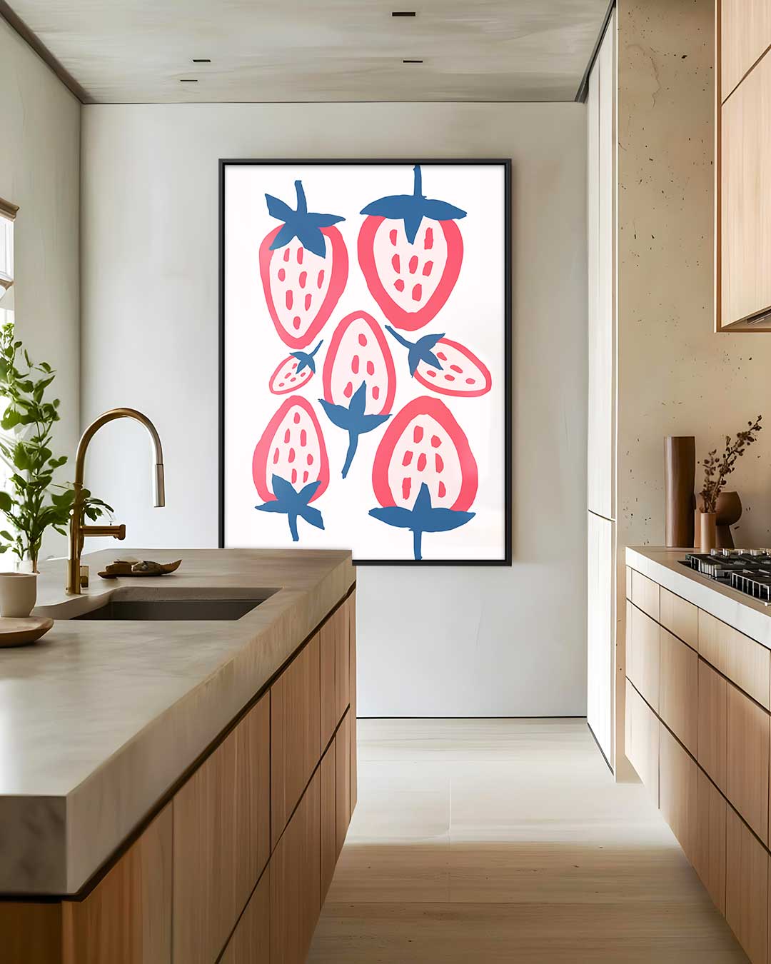 Mooie Aardbeien Patroon – staand kunstwerk voor modern interieur