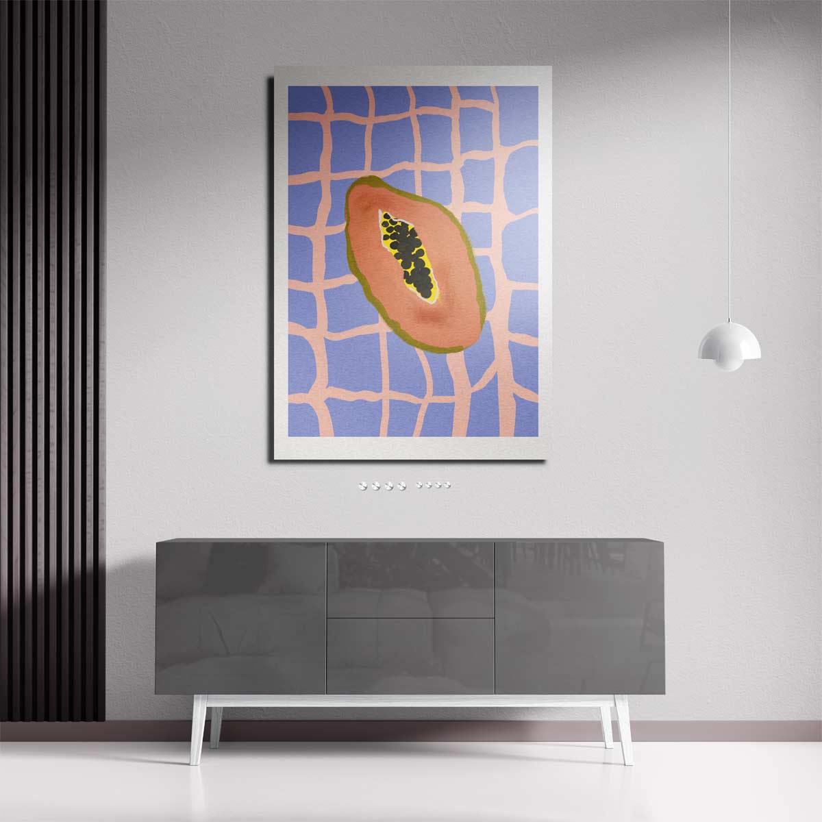 Tropische Papaya Vibes – staande wandkunst voor woonkamer of interieur