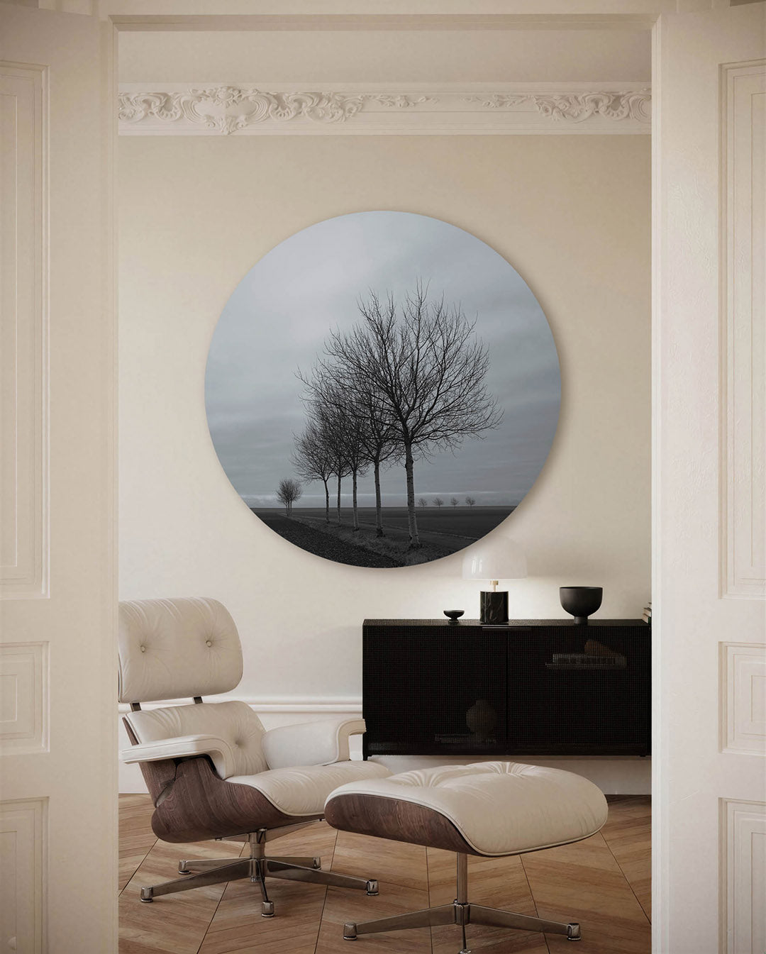 Landschap met bomen – fotografische muurcirkel voor aan de muur