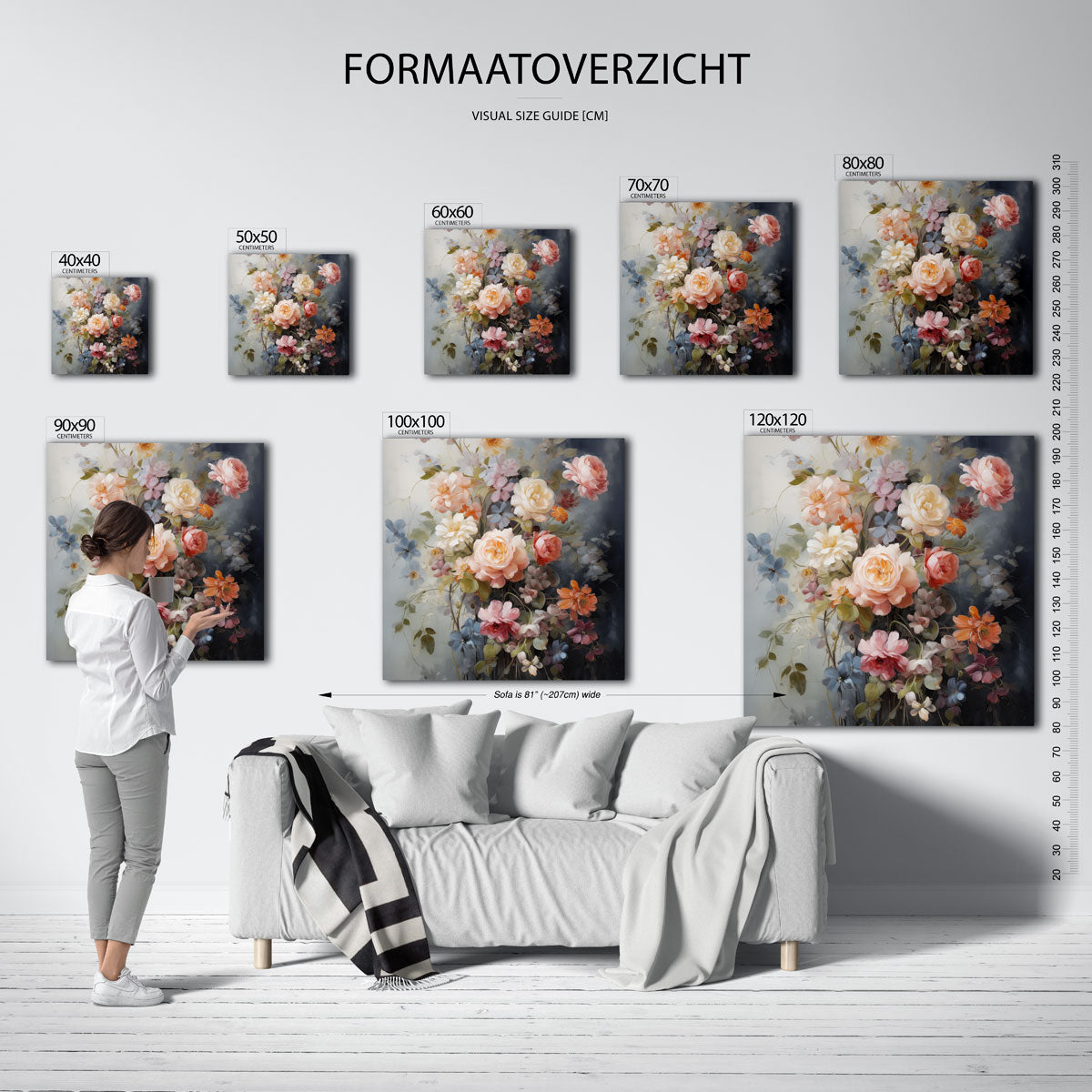 Bloemenpracht – vierkante muurposter met kleurrijke illustratie