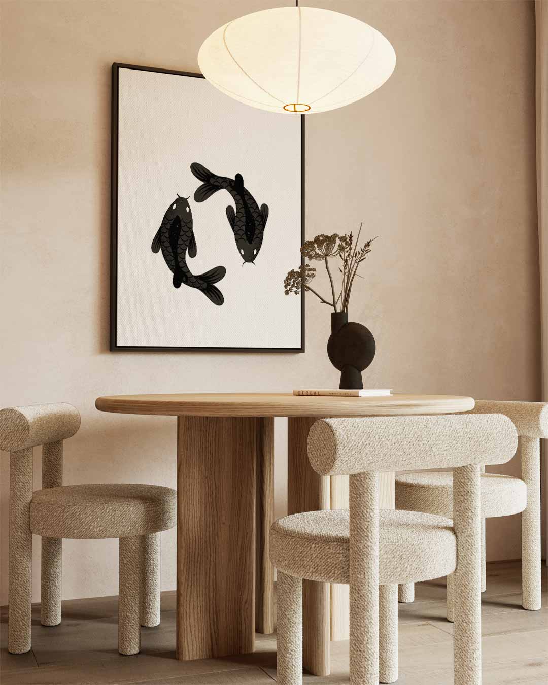 Yin Yang Koi – staand kunstwerk voor modern interieur