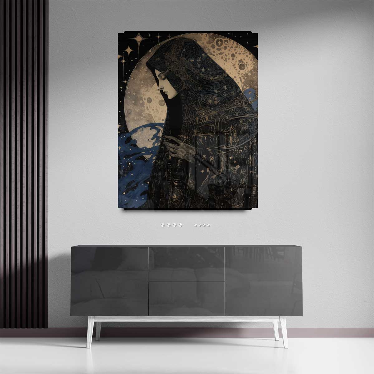 Mystieke Maan Beschouwer – portret wandkunst van WallArtistic
