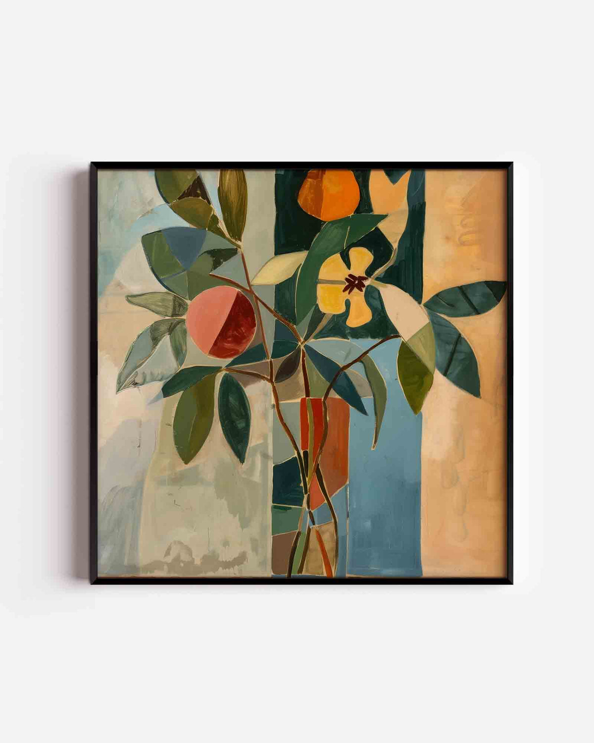Bloemen en bladeren – design vierkante poster als wanddecoratie