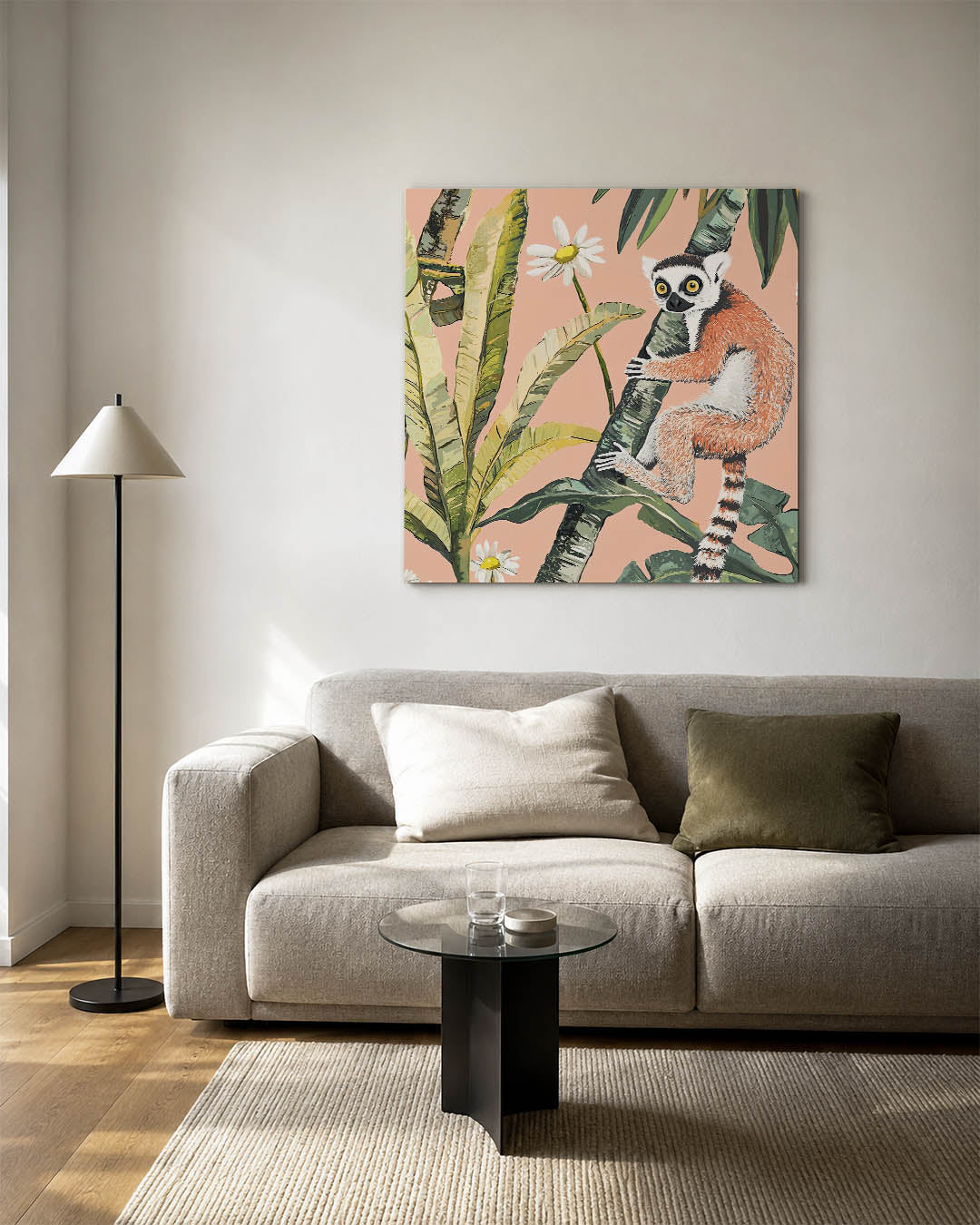 Dierlijke jungle illustratie kunstwerk – detailweergave – dit toont een levendige scène met een dier dat een boom omarmt