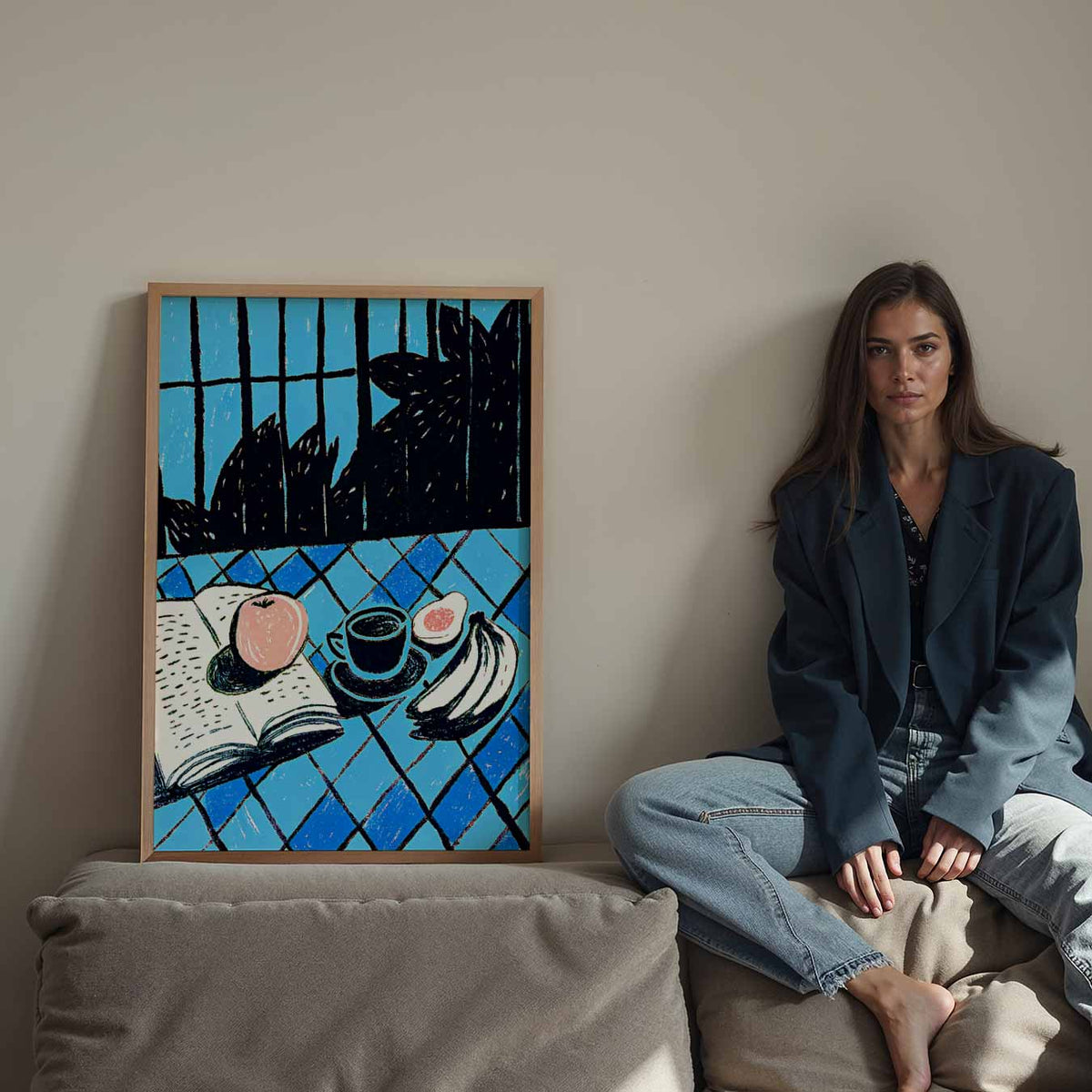 Stijlvolle Ontbijt Illustratie – staande keuken wanddecoratie van WallArtistic