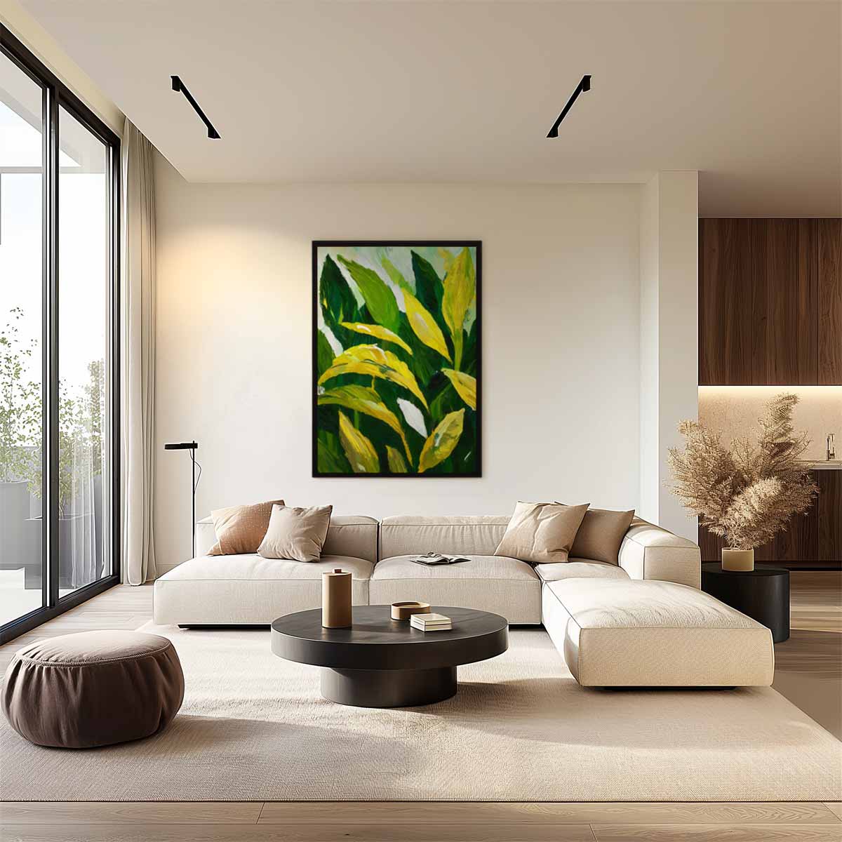 Tropische Bladeren Schilderij – staand kunstwerk voor modern interieur
