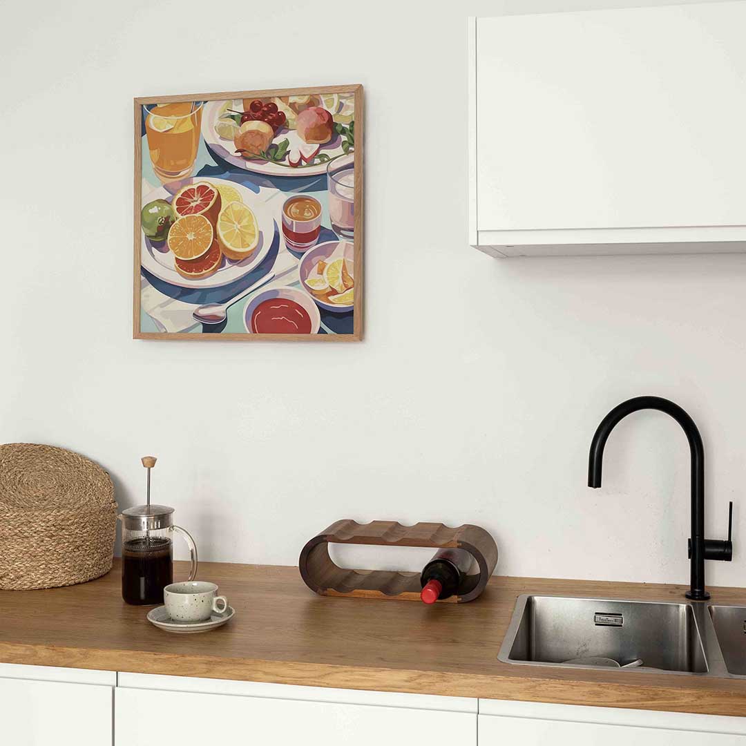 Ontbijt met fruit – keukenposter in vierkant formaat