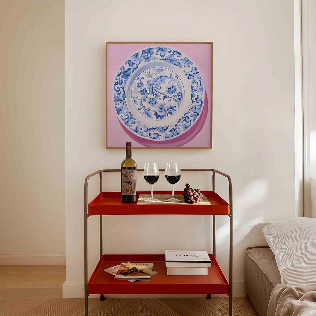 Blauw wit bord – vierkante keuken wanddecoratie van WallArtistic