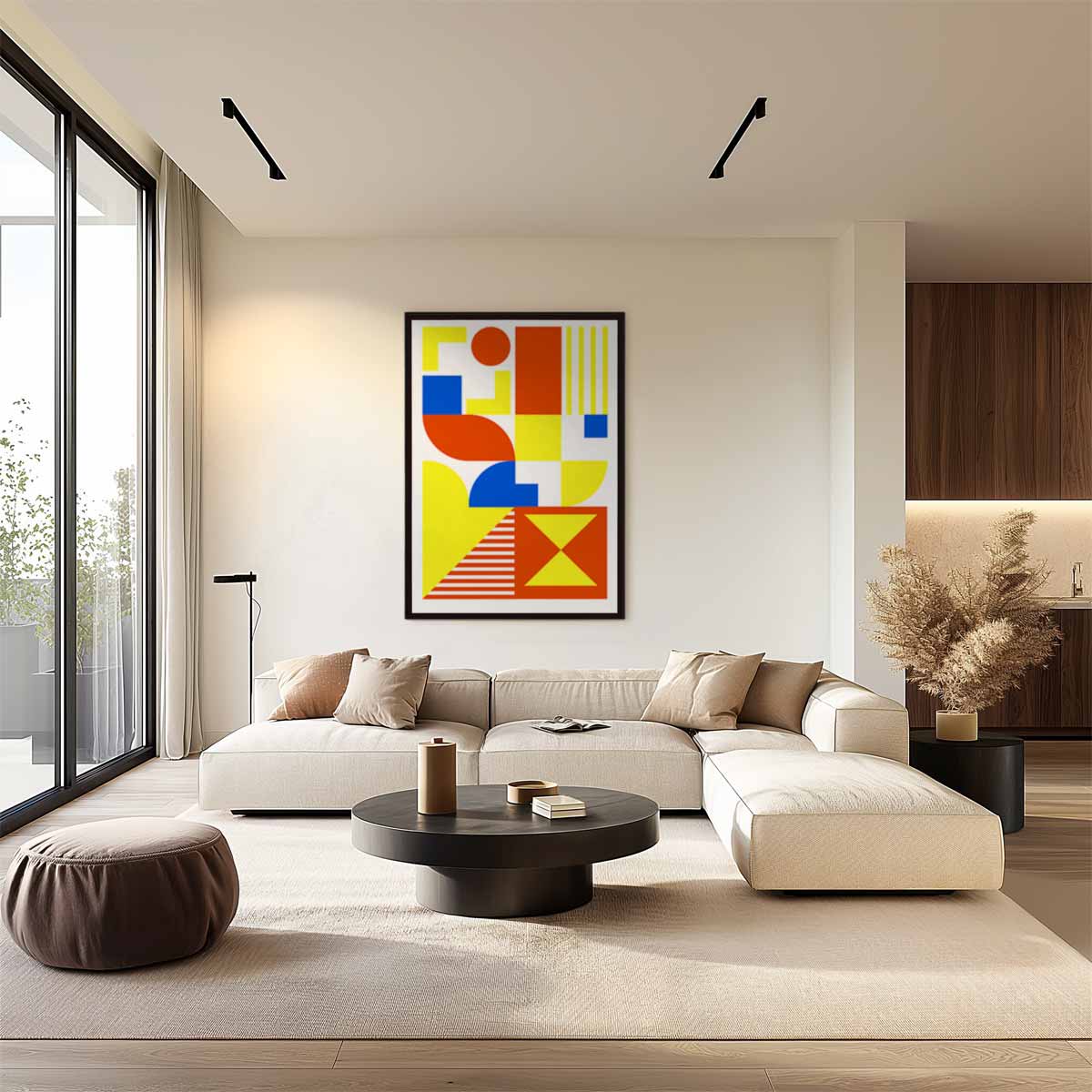 Kleurrijk Geometrisch Kunstwerk – staand kunstwerk voor modern interieur