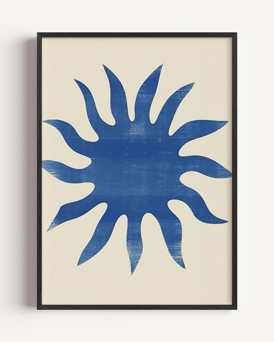 Abstracte blauwe zon – zomer portret poster als wanddecoratie