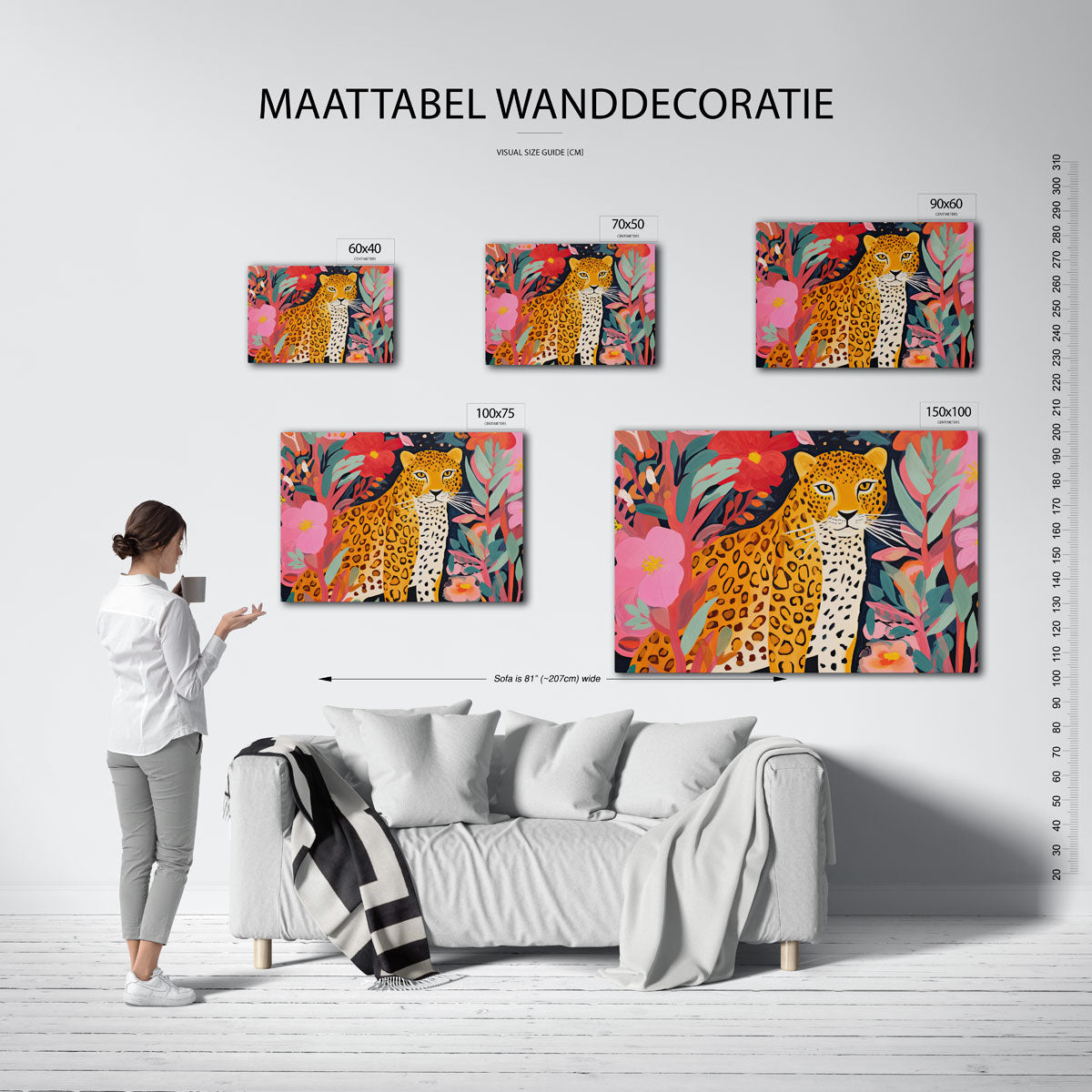 Kleurrijke dierenwereld – moderne liggende wanddecoratie