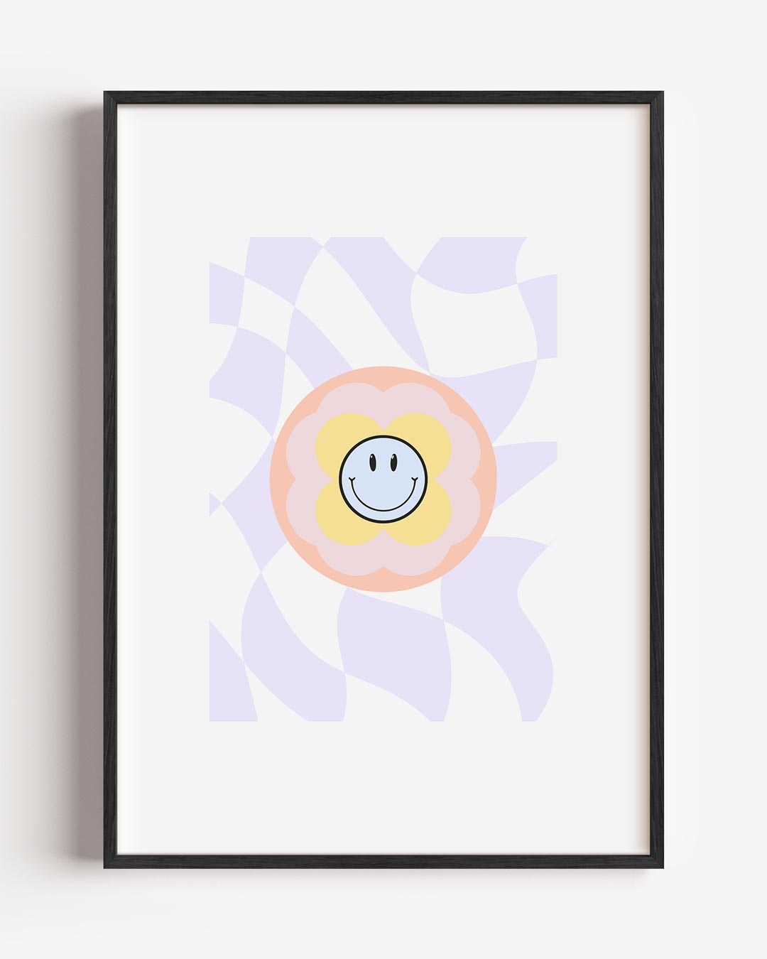 Vrolijke Bloem Smiley – moderne portret poster als wanddecoratie