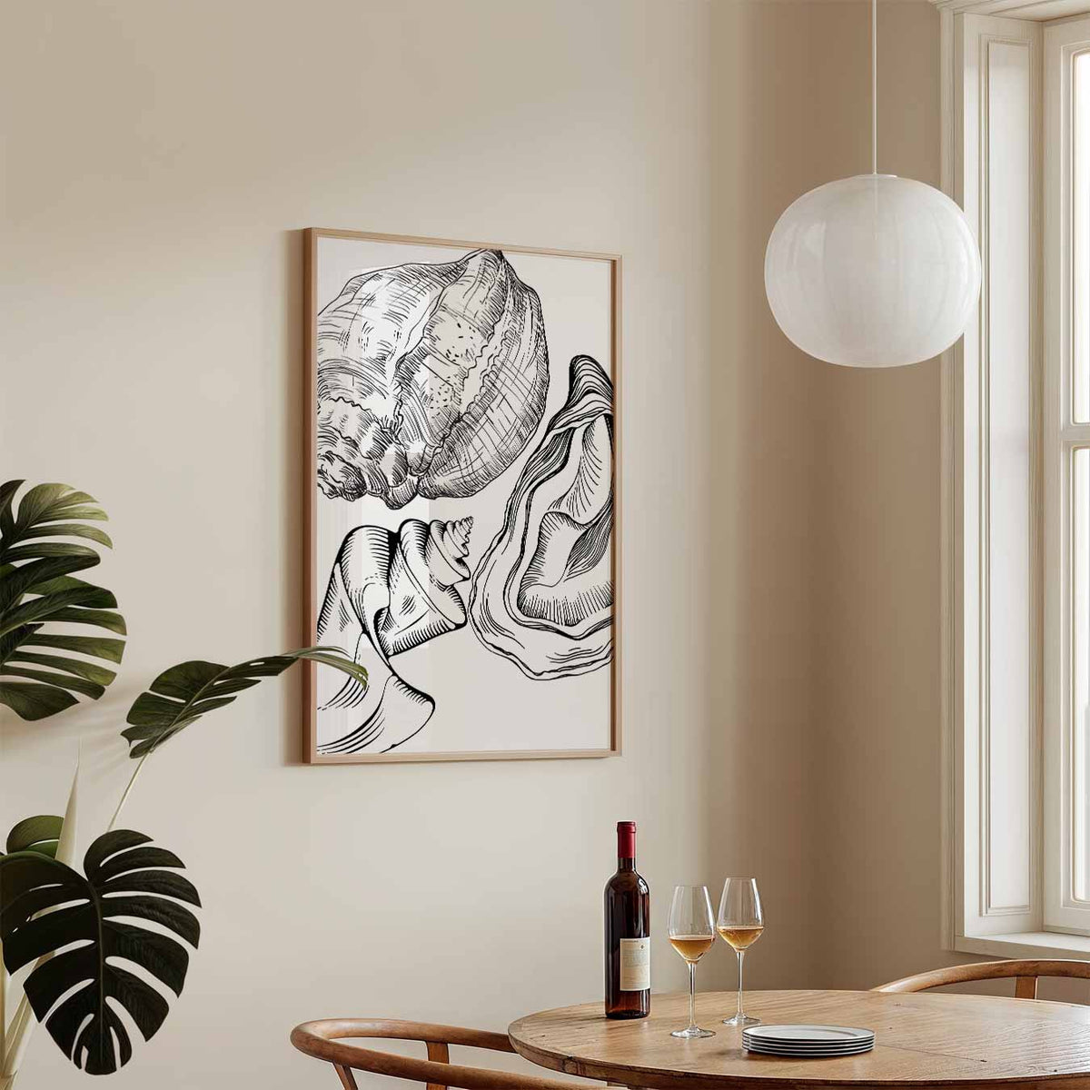 Elegante Schelpentekening – zeedieren poster in staand formaat