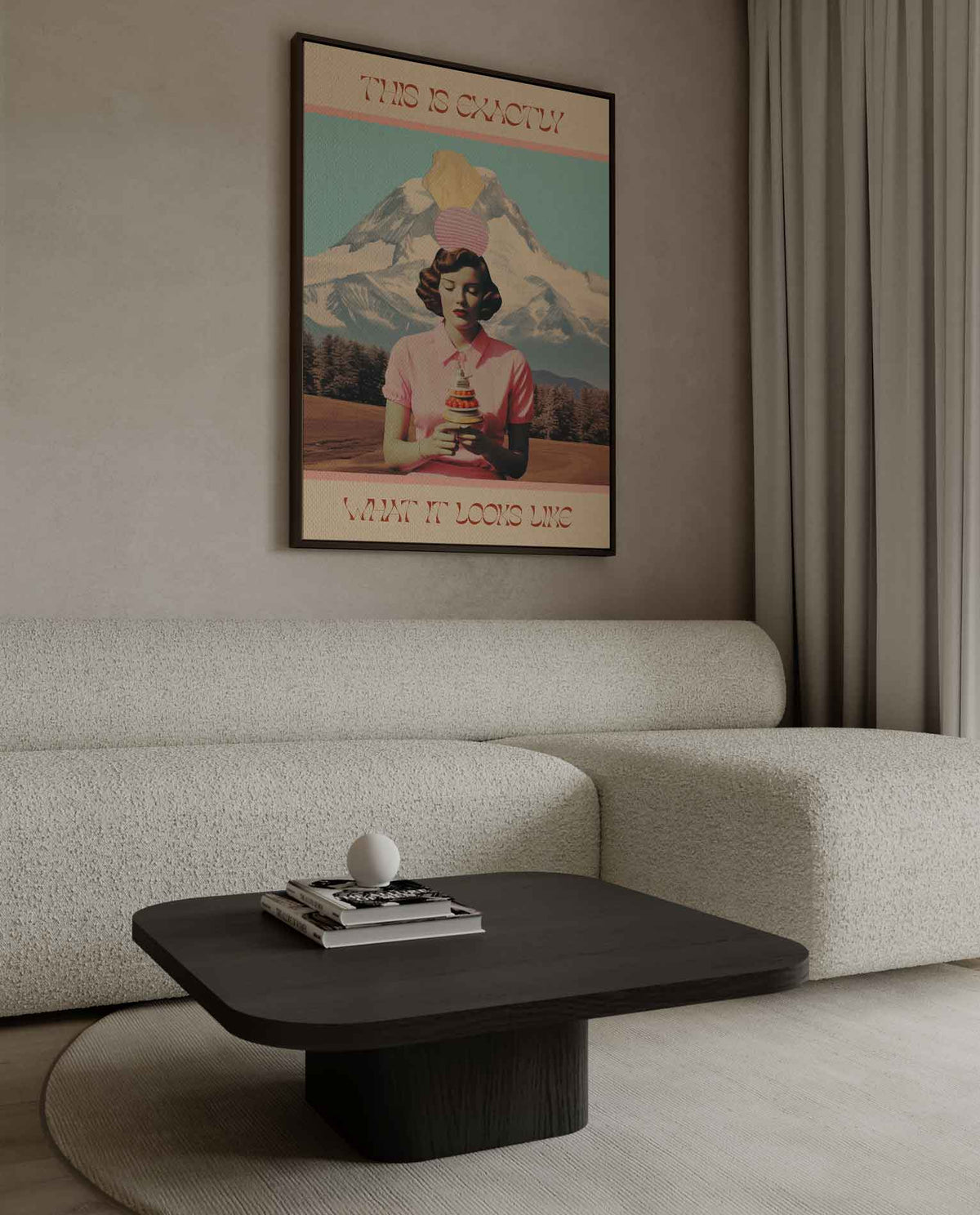 Surrealistische Dame met IJs – canvas wanddecoratie in portret formaat