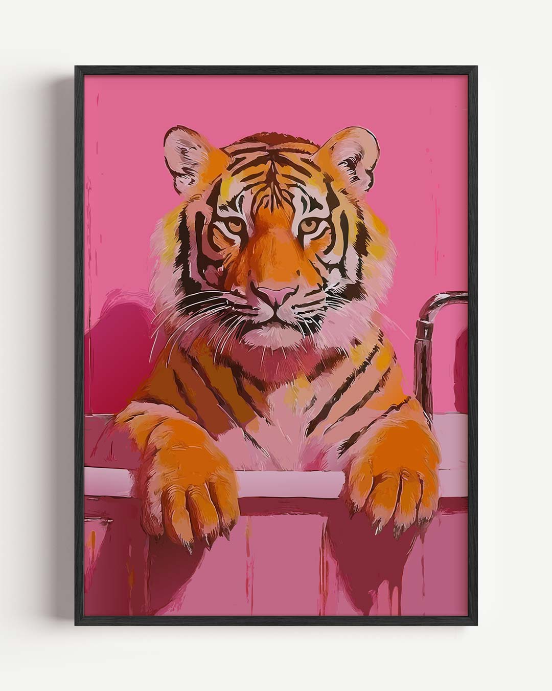 Tijger In De Badkuip – dieren portret poster als wanddecoratie