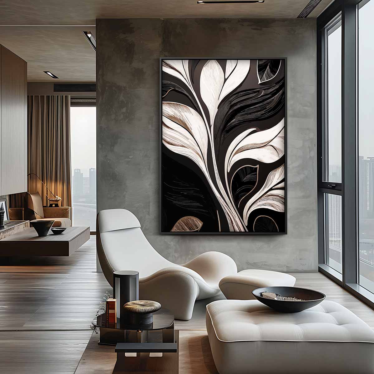 Elegant Botanisch Kunstwerk – canvas wanddecoratie in portret formaat