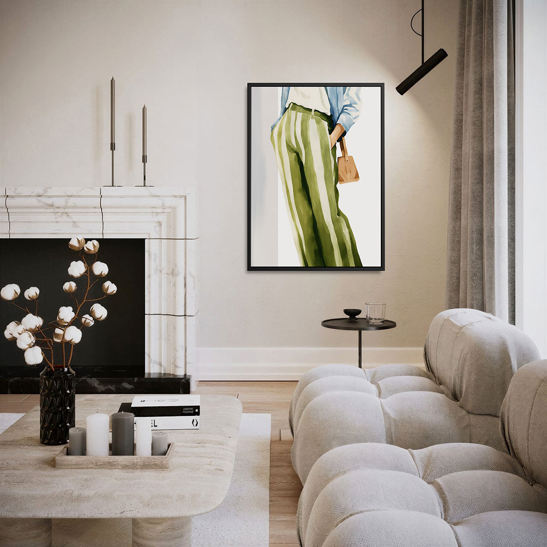 Gestreepte mode illustratie – staand wanddecoratie kunstwerk