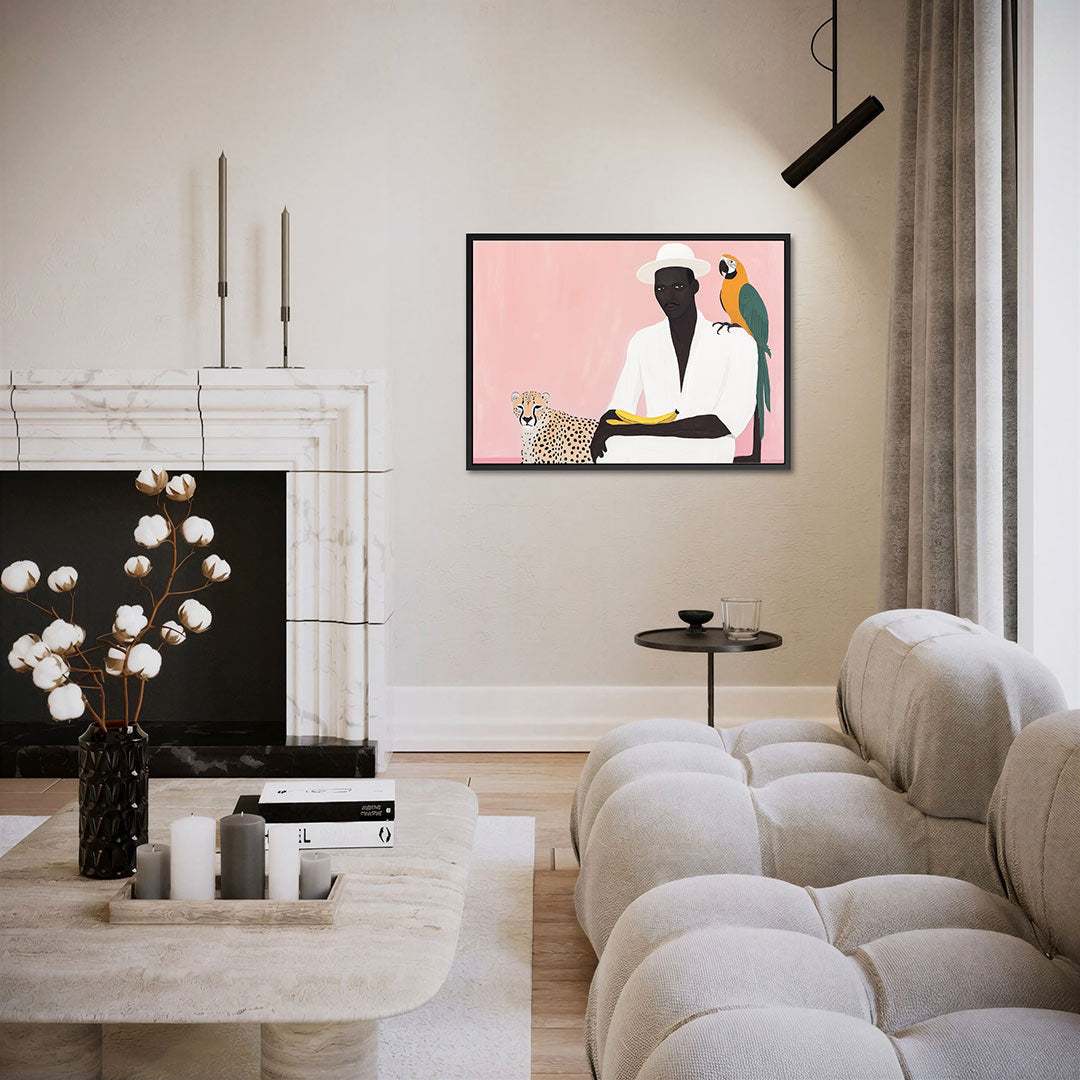 Dier en mens harmonie – liggende wanddecoratie
