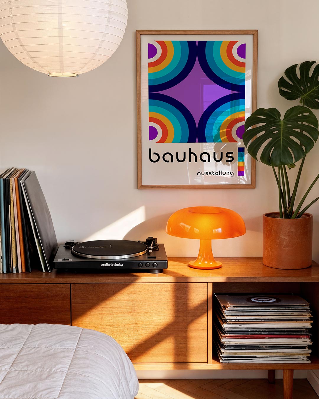 Kleurrijke cirkelpatronen – moderne Bauhaus wandkunst als poster