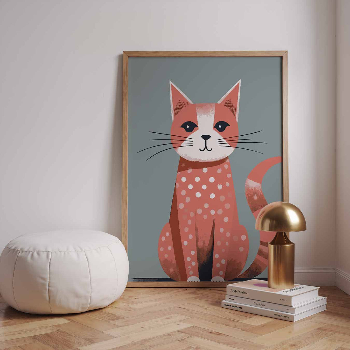 Stijlvolle Kattenposter met Polkadots – dieren poster in staand formaat