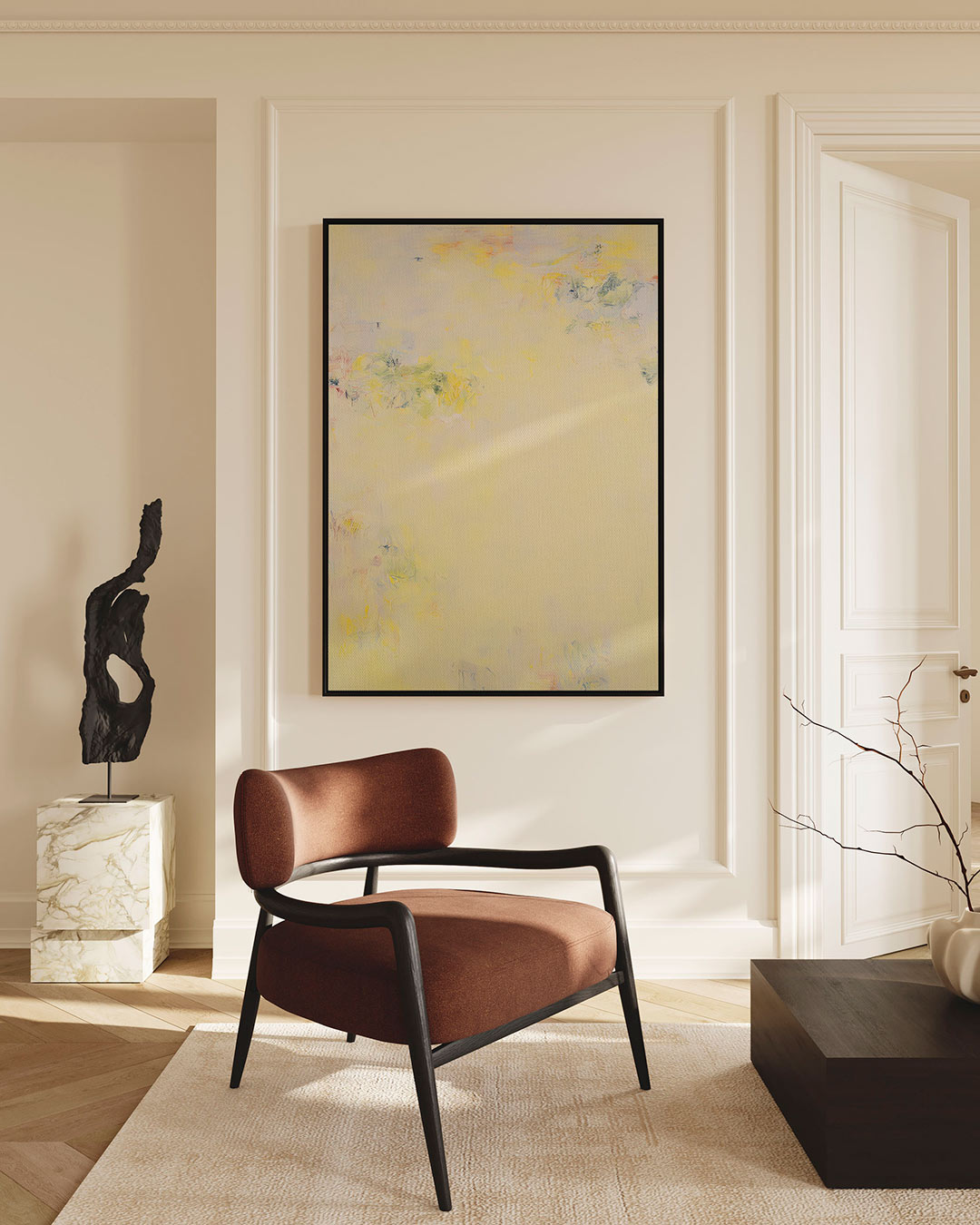 Zachte kleurencompositie – staande wanddecoratie