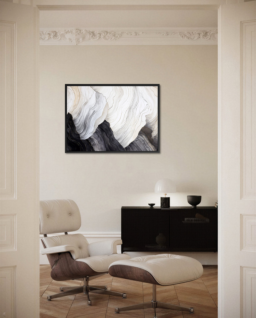 Organische lijnen – Serene – liggende wanddecoratie