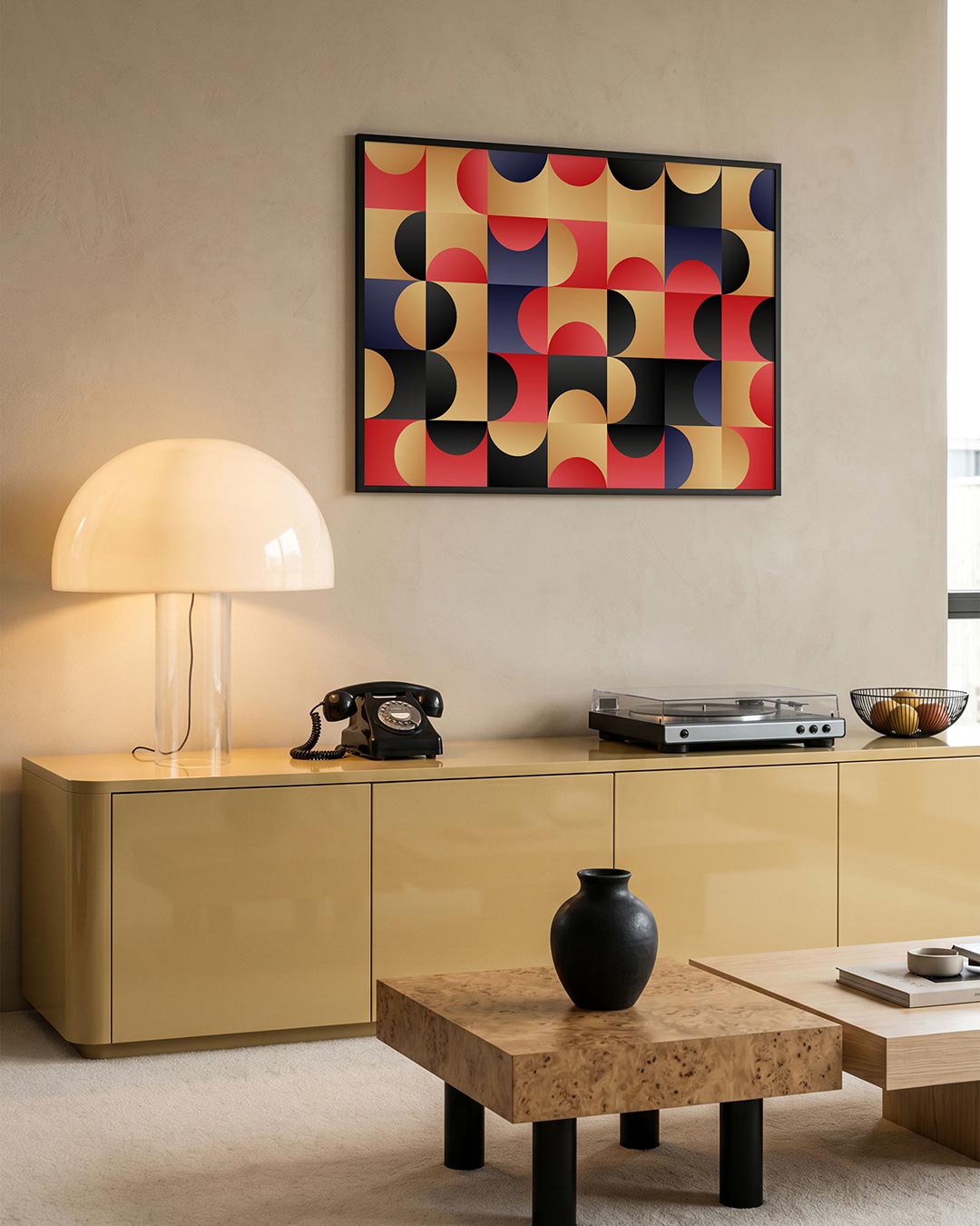 Vormritme en kleur – moderne Bauhaus wandkunst als poster