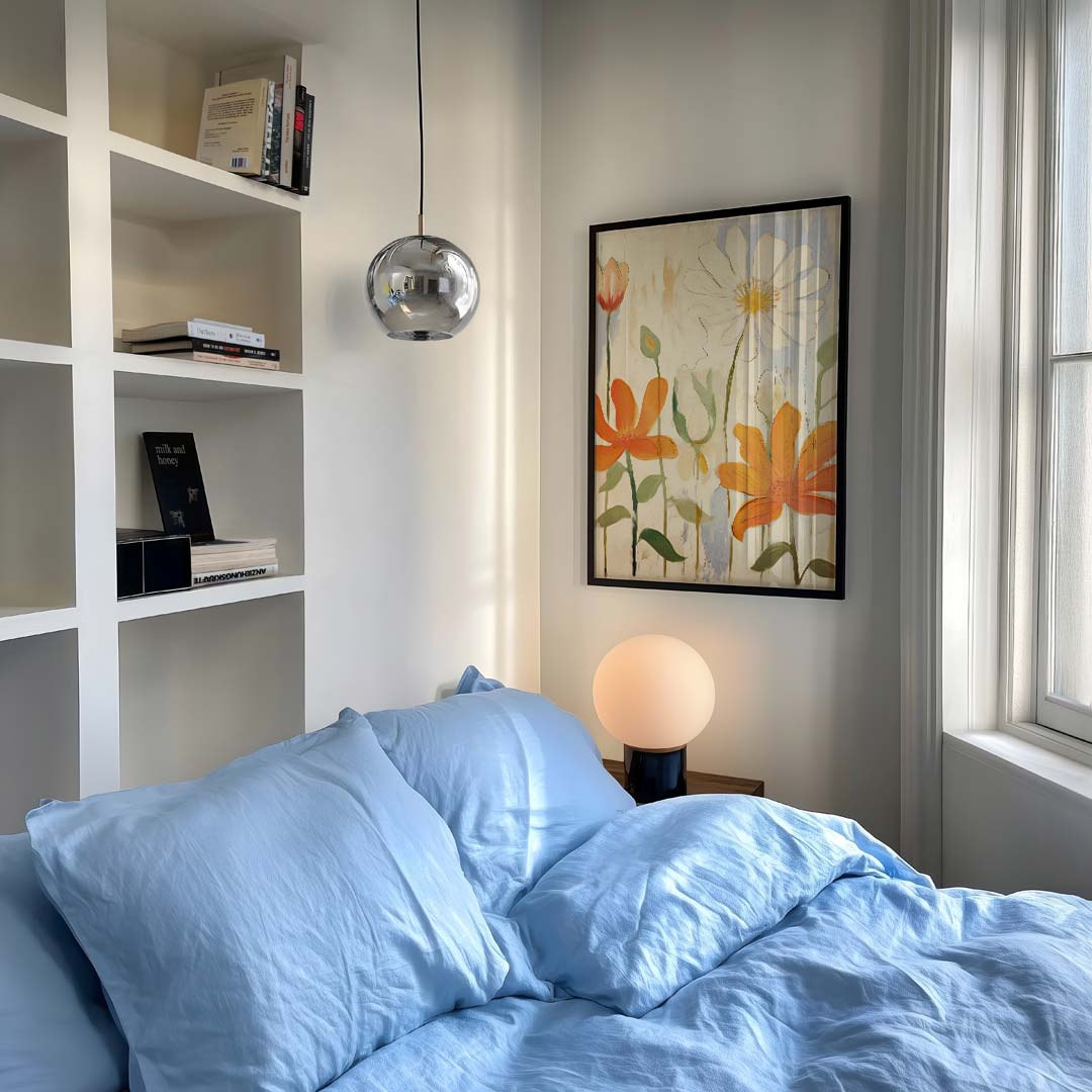 Veldbloemen Schilderij – staande kleurrijke abstracte wanddecoratie van WallArtistic