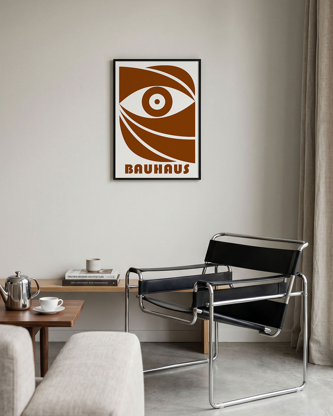 Oog en lijnen – geometrische Bauhaus poster in staand formaat