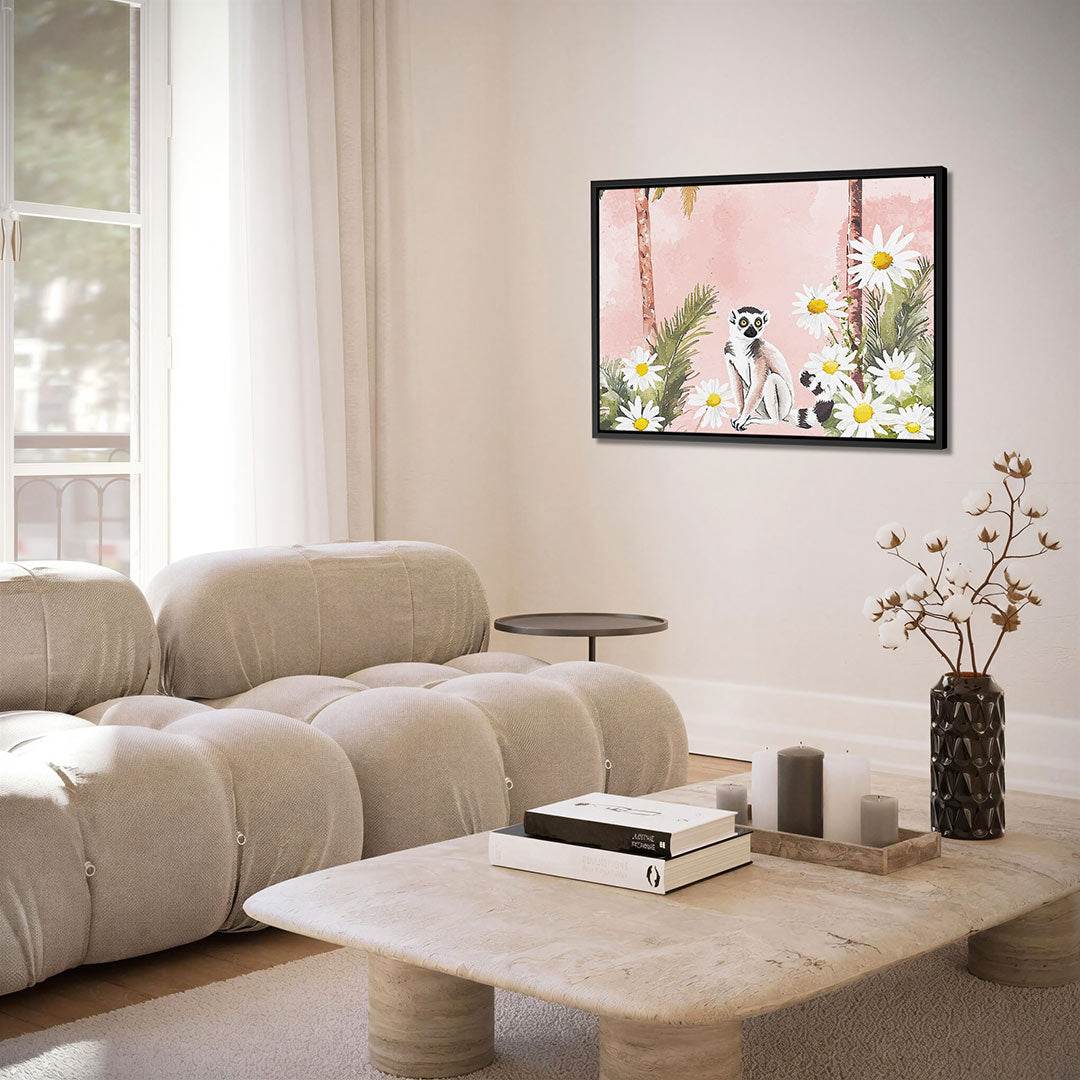 Lemur en bloemen – alternatieve weergave van het kunstwerk