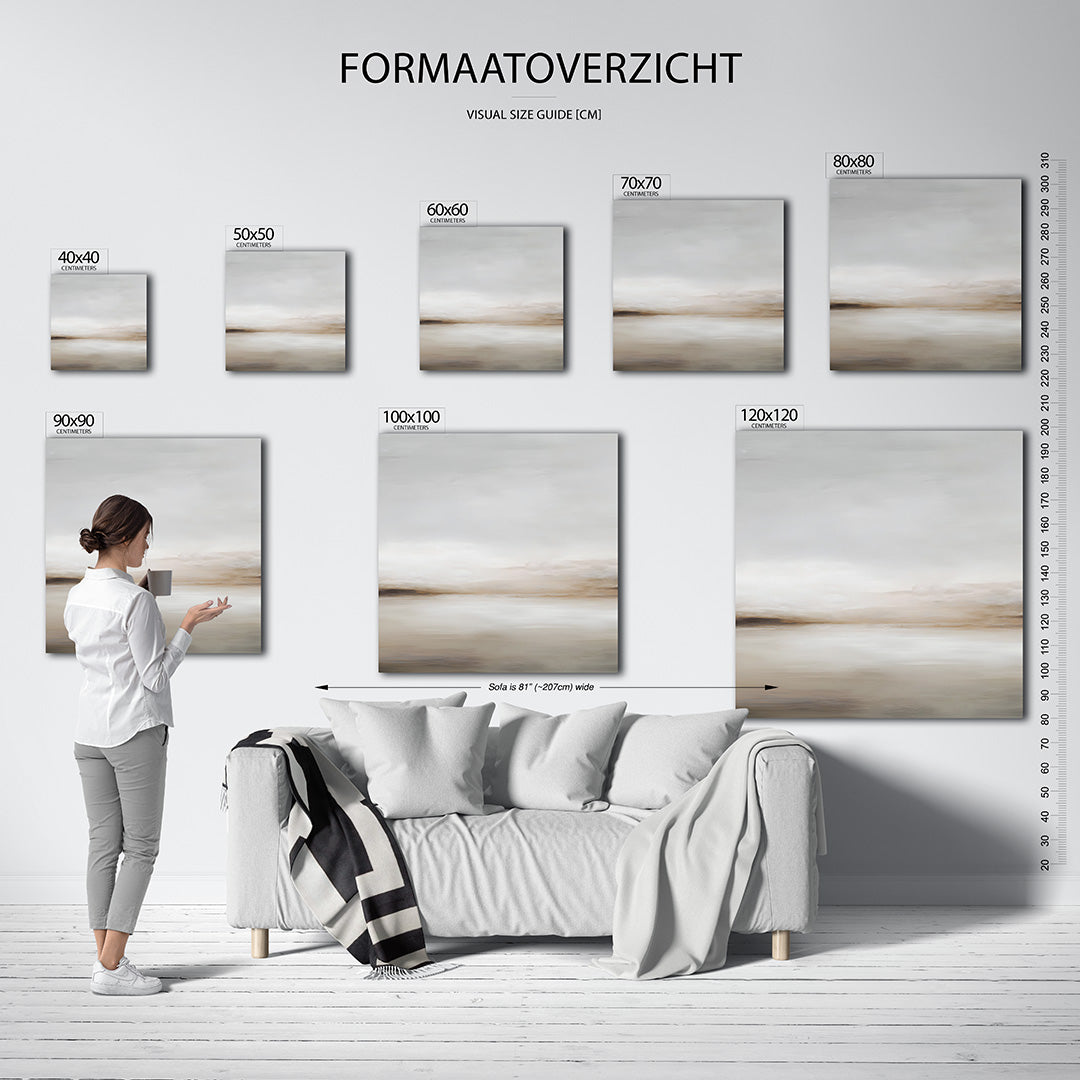 Zachte landschapstinten kunstwerk – materiaalweergave – dit kunstwerk toont een compositie van vloeiende lijnen en zachte