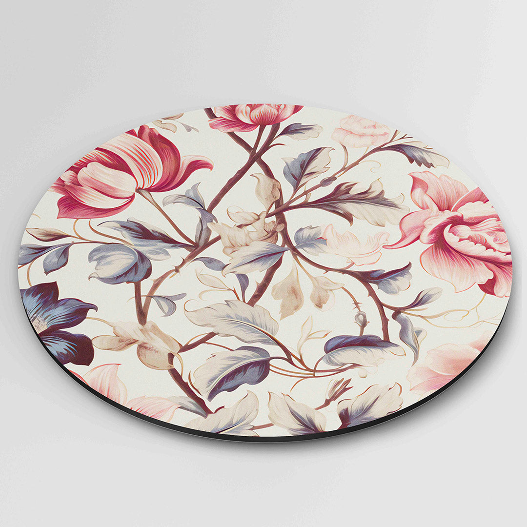 Bloemen en bladeren – ronde wanddecoratie met abstract ontwerp