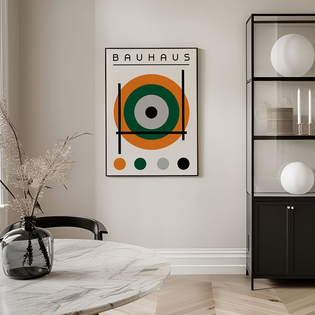 Cirkel en lijnen – geometrische Bauhaus poster in staand formaat