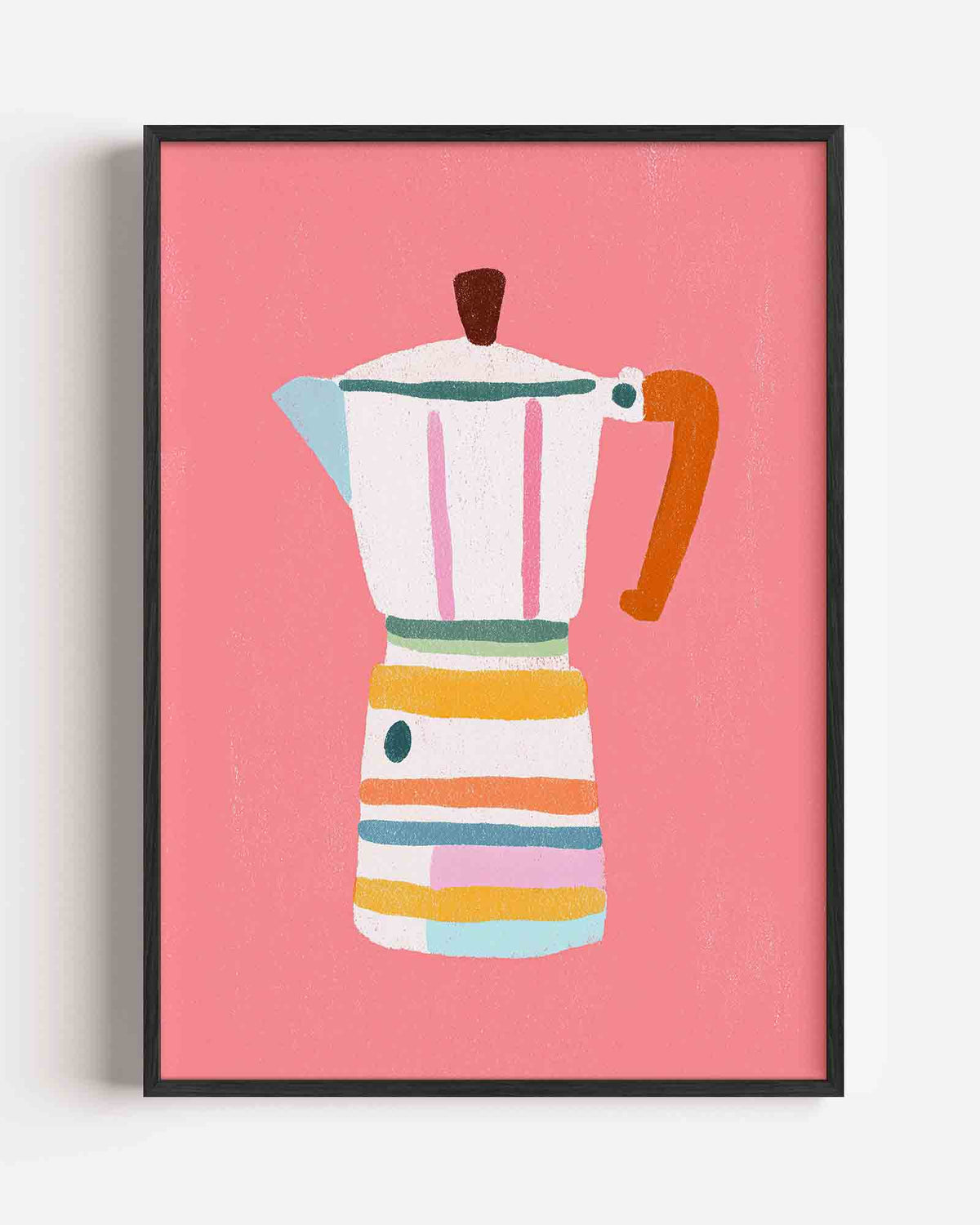 Gekleurde mokkapot – keuken portret poster als wanddecoratie