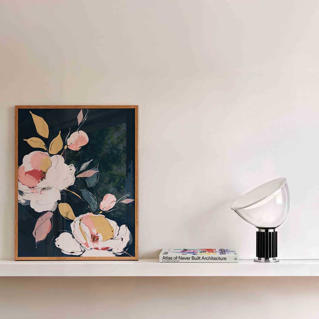 Bloemen en bladeren – kleurrijke illustratie als portret poster